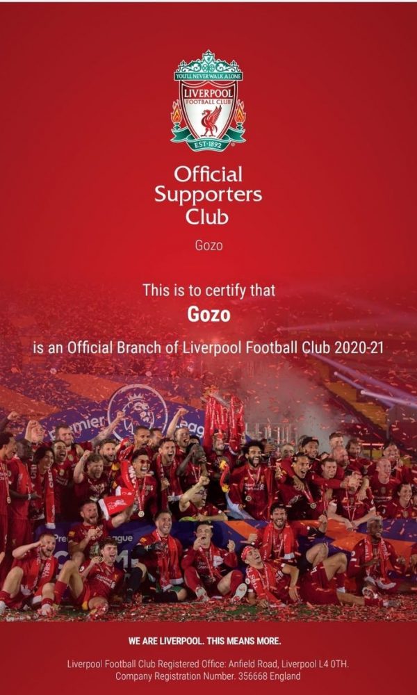 0. Official Supporters Club Certificate